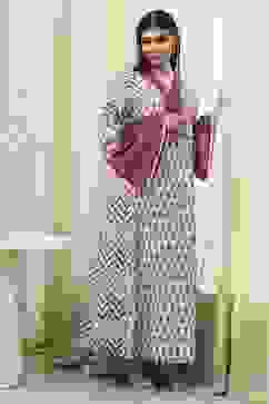 Off White Cotton A Line Fusion Wear image number 4