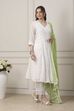 White Cotton Lace Embroidered Straight Suit Set image number 5