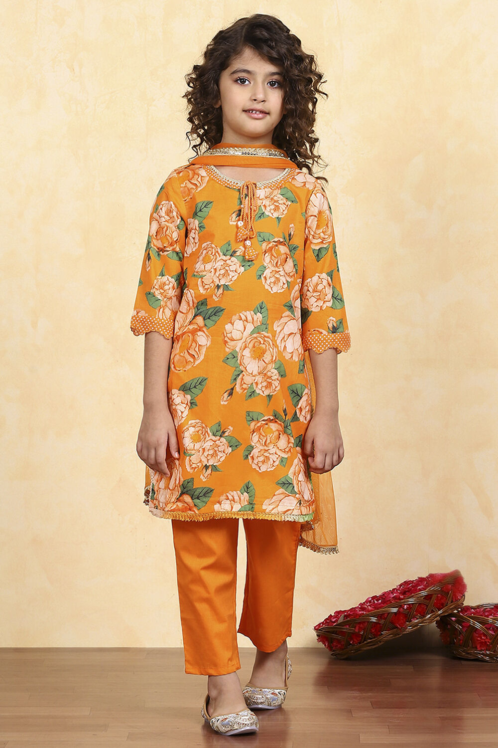 Blue Cotton Straight Printed Suit Set image number 6