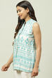 Turquoise Rayon Flared Printed Top image number 3