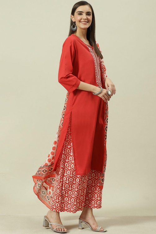 Blue Cotton Straight Kurta Pant Suit Set image number 0