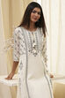 Off-White Pure Cotton Printed A-line Kurta Set image number 1