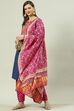 Blue Solid Cotton Straight Kurta Palazzo Suit Set image number 7