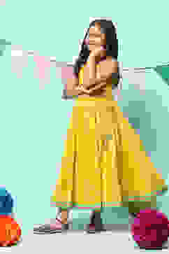 Green Cotton Printed Short Kurta Lehenga Set image number 1