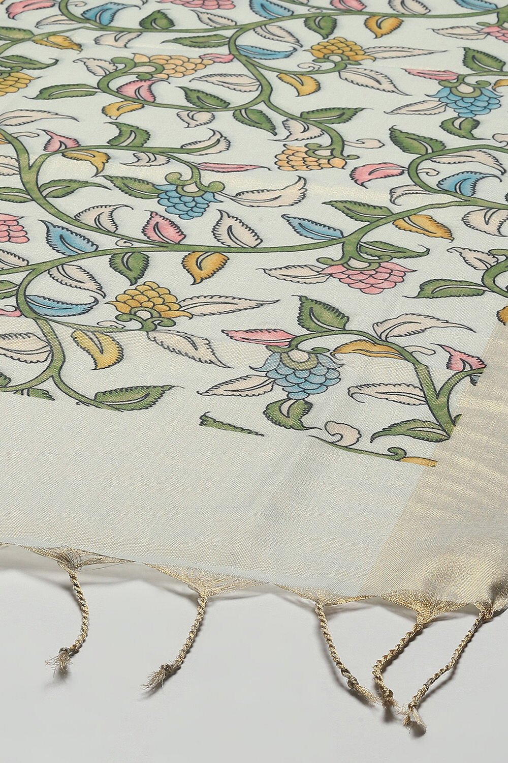 Earthy Blue Tissue Unstitched Suit set image number 4