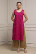 Magenta Cotton Straight Solid Kurta