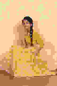 Yellow Polyester Blend Flared Lehenga Set image number 0