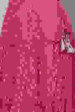 Lime Green And Pink Cotton Straight Kurta Skirt Suit Set image number 2