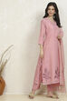 Pink Tissue Hand Embroidered Unstitched Suit Set image number 6