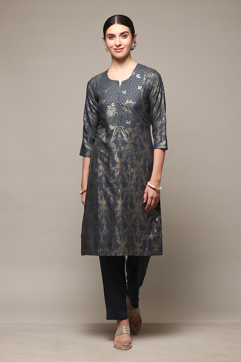 Grey Rayon Flared 2 Piece Set image number 6