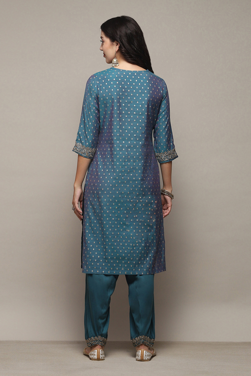 Red Rayon Straight Kurta Salwar Suit Set image number 5