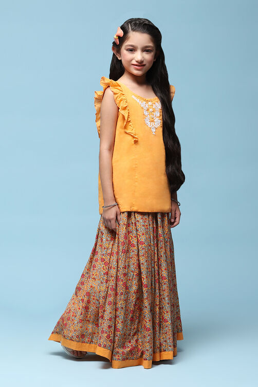 Purple Cotton Straight Printed Kurta Skirt Suit Set image number 5