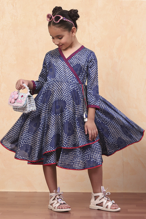 Buy Blue Geometric Printed Flared Asymmetric Dress Online at Biba India Buy Blue Geometric Printed Flared Asymmetric Dress Online at Biba India