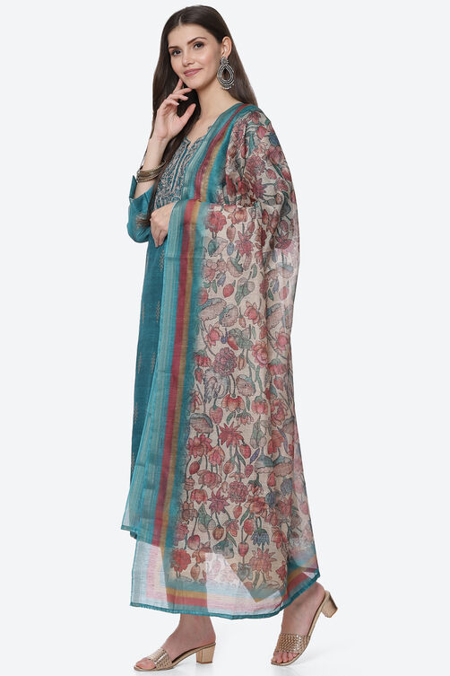 Neutral Chanderi Easy Stitch Suit Set image number 6