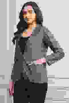 Grey Poly Viscose Straight Printed Jacket image number 2