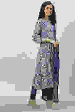 Blue Cotton Kalidar Kurta Churidar Suit Set image number 6