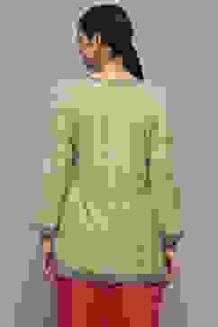 Green Polyester Straight Kurti image number 3