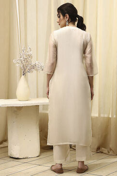 Beige Tissue Machine Embroidered Unstitched Suit Set image number 5
