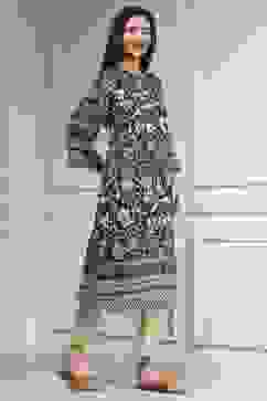 Navy Blue Printed Straight Kurta image number 4