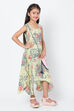 Green Cotton Asymmetric & Sling Bag Printed Dress image number 4