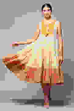 Orange Cotton Tiered Dress image number 0