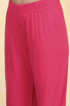 Pink Cotton Tiered Printed Kurta Churidar Set image number 2