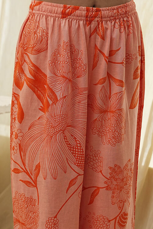Peach-Colored Floral Straight Kurta Set image number 2