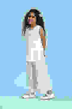 White Viscose Rayon Solid Straight Suit Set image number 3