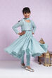 Sea Blue Poly Viscose Anarkali Suit image number 2