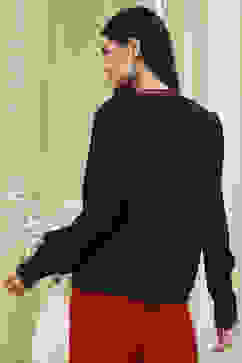 Black Solid Straight Top image number 3