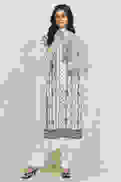 White-Black Georgette Printed Unstitched Suit Set image number 1