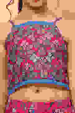 Pink Poly Chanderi Floral Printed Lehenga Set image number 1