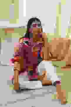 Orange Cotton Floral High-Low Shirt image number 0