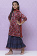 Rust Art Silk Girls Straight Kurta Sharara Suit Set image number 5