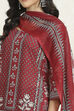 Green-Maroon Cotton Unstitched Suit Set image number 2