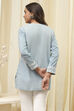 Blue Cotton Embroidered Straight Short Kurta image number 3