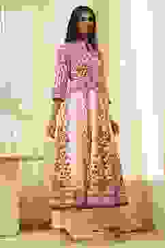 White and Rust Cotton Printed Anarkali Kurta Set image number 5