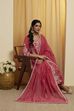 Pink Viscose Blend Floral Design Kalidar Kurta Set