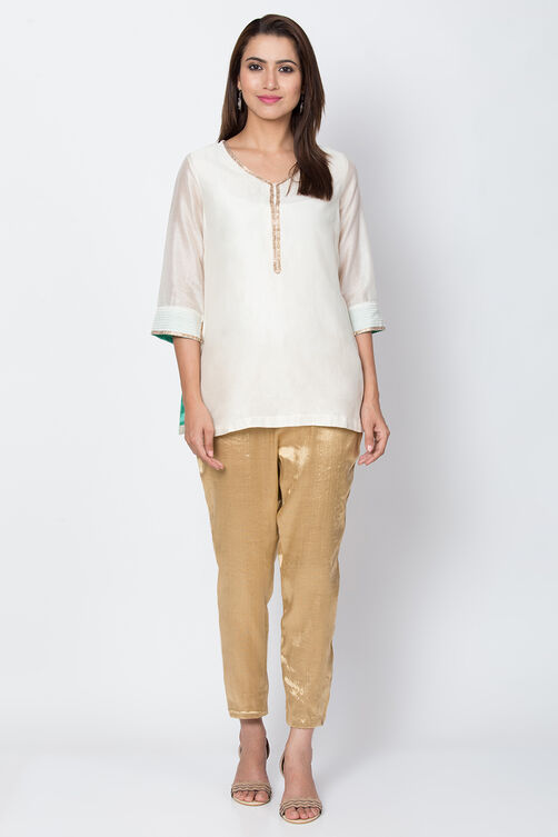 Gold Cotton Blend Yarndyed Pant image number 4