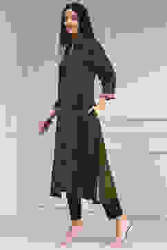 Olive Green Printed Straight Kurta image number 2