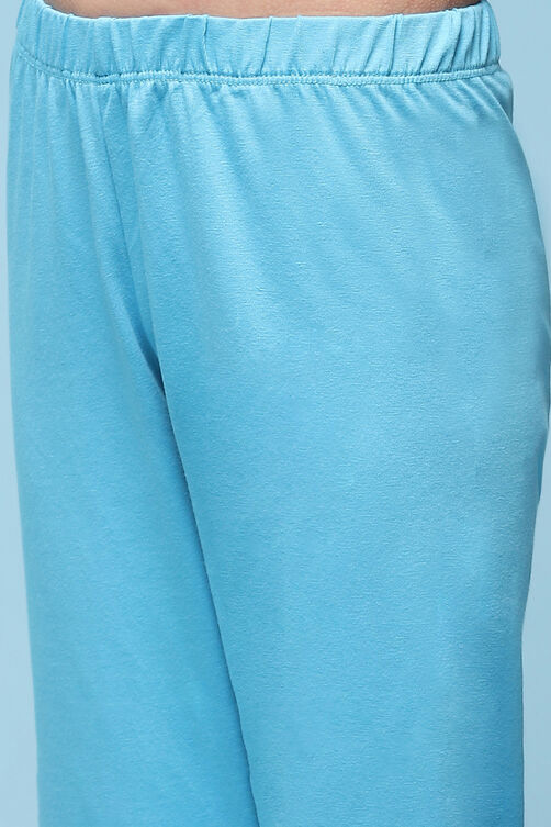 Blue Cotton Straight Solid Kurta Set image number 2