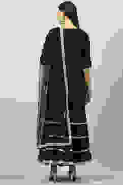 Black Cotton Blend Straight Kurta Garara Suit Set image number 4