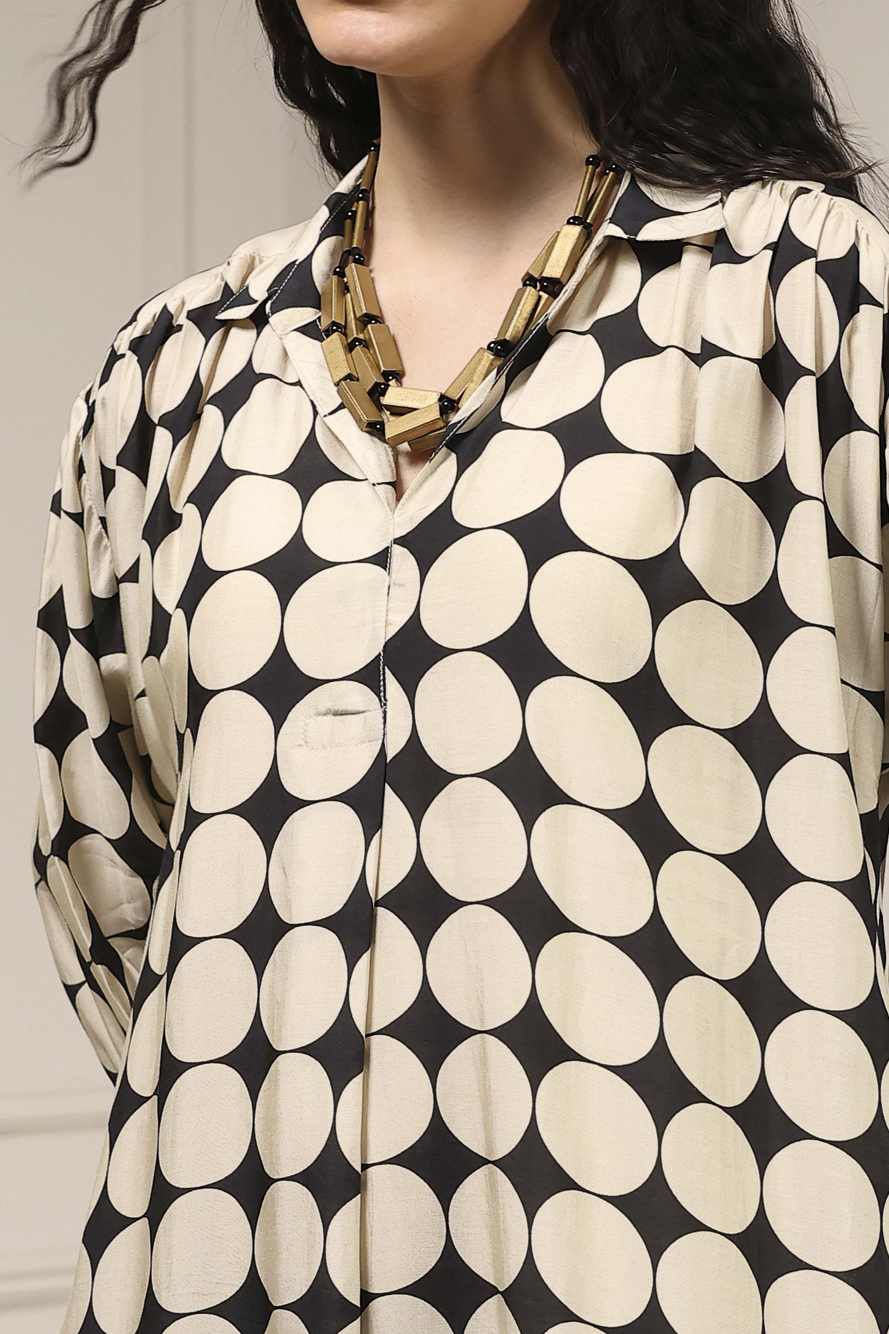 Ivory Printed A-Line Kurta image number 1