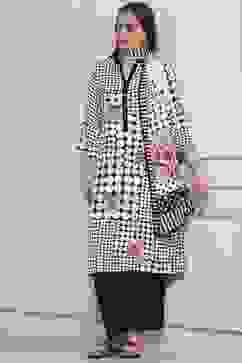 Black and White Printed Straight Suit Set image number 0