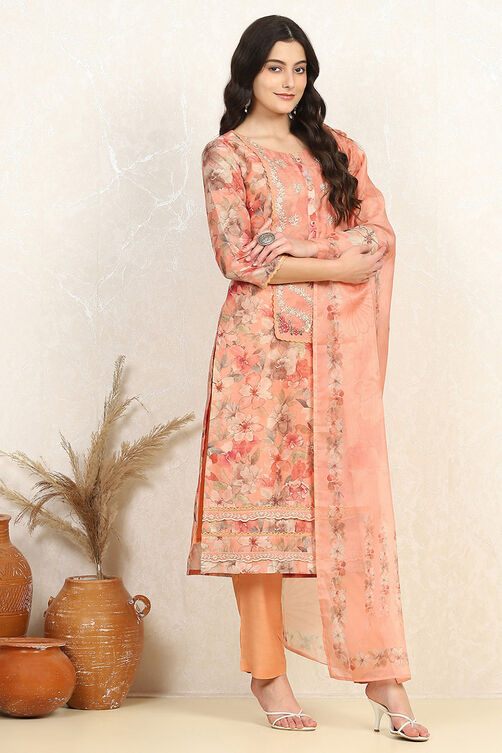 Purple Muslin Unstitched Suit Set image number 6