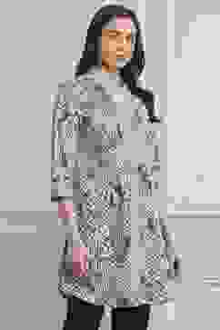 Blue Cotton Printed Straight Short Kurta image number 4