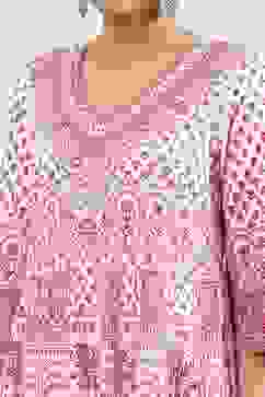 Pink Cotton Kalidar Suit Set image number 1