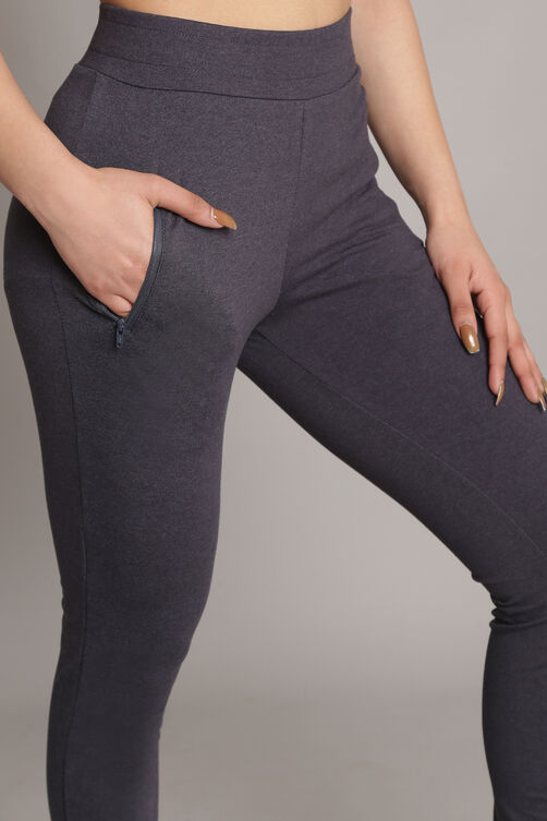Charcoal Melange Knitted Cotton Blend Joggers image number 1