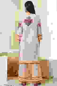 Peach-Toned Cotton Straight Suit Set image number 4