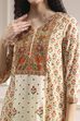 Beige Cotton Printed A-Line Suit Set image number 1